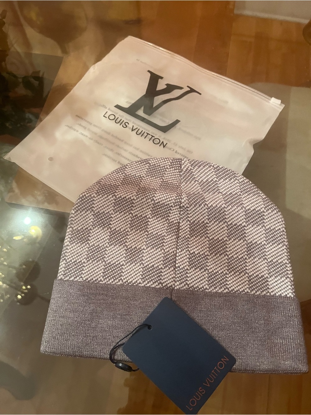 Louis Vuitton Grey Patterned Knit Cuffed Beanie